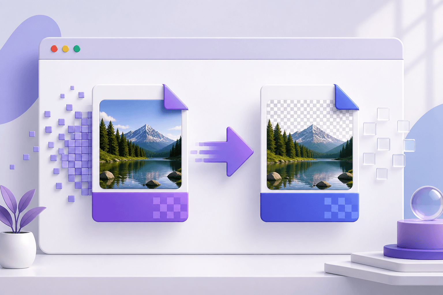 A JPG photograph being converted into a PNG image in a browser