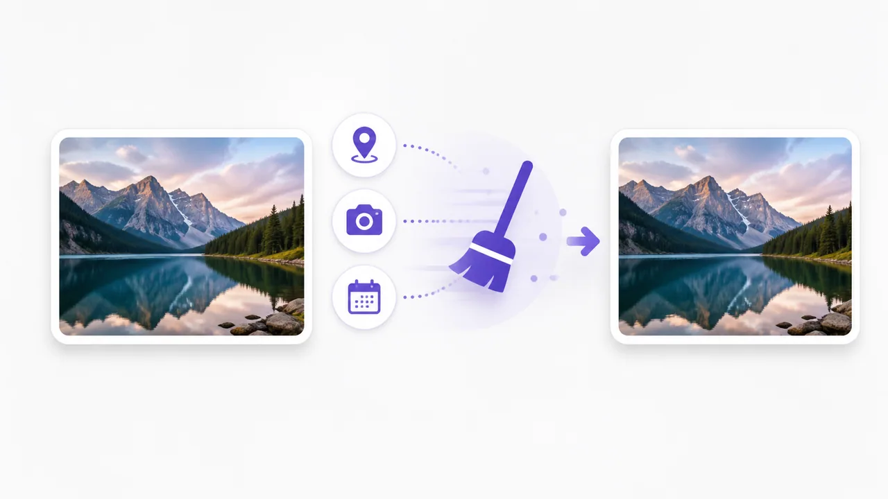 Location, camera and date metadata being removed while a photograph stays unchanged